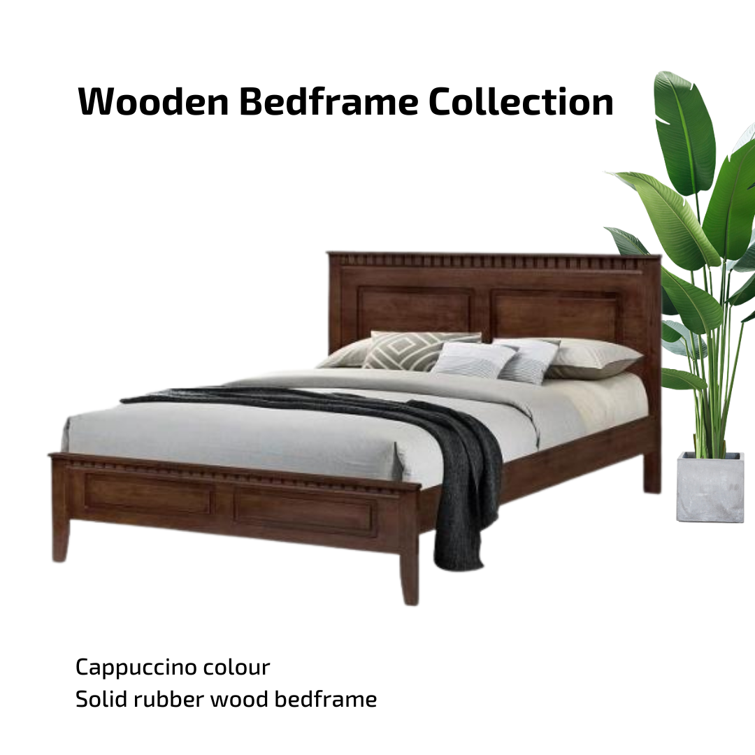 Solid Rubber Wood Bedframe (Super single Queen King)